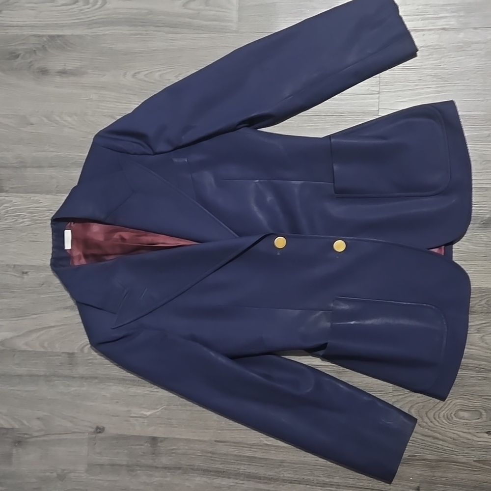 Gucci Women's Blue Sheen Uniform Blazer with Matte Gold Buttons Size 40 - Picture 2 of 12